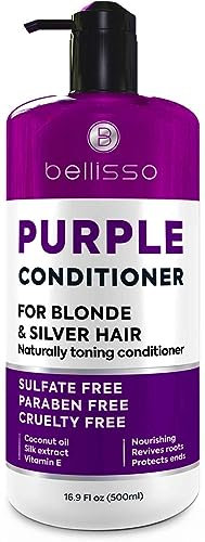 BELLISSO Violetter Conditioner für blondes Haar – Sulfat- und Parabenfreies Tonikum – keine Seitentöne mehr Orange und Gelb, ausgewogener für gefärbtes, gebleichtes Haar