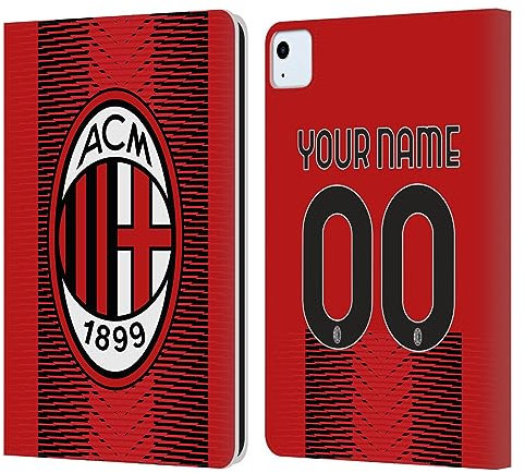 Head Case Designs Offizielle Personalisierte Individuelle AC Milan Home 2023/24 Trikot Leder-Wallet-Hülle Kompatibel mit Apple iPad Air 11 2020/2022/2024/2025