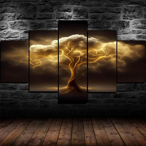 5 pezzi stampa su tela alberi della foresta 5 pezzi quadro su tela,stampe e quadri su tela 5 pezzi quadro moderno 5 pezzi su tela albero della vita,Murale Quadri Moderni Soggiorno Casa Decor 150x80cm