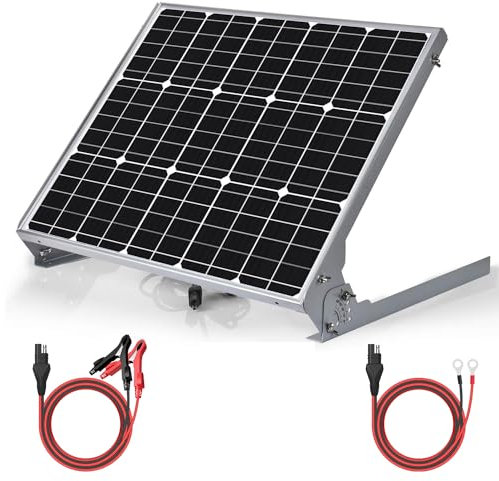 SUNER POWER 12V 50W Solar Battery Trickle Charger Maintainer, Built-in Smart MPPT Controller, Waterproof 50 Watt Solar Panel Charging Kit + Mount Bracket for 12 Volt SLA AGM Deey Cycle Lithium Battery
