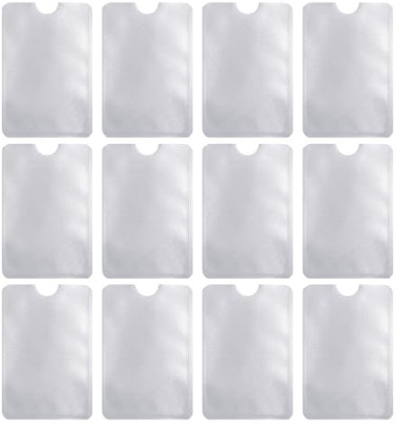 Lot de 12 Porte-Cartes Anti-Démagnétisation - Étui de Protection Pour Carte d'Identité et Bancaire - Anti-Vol - Rectangulaires
