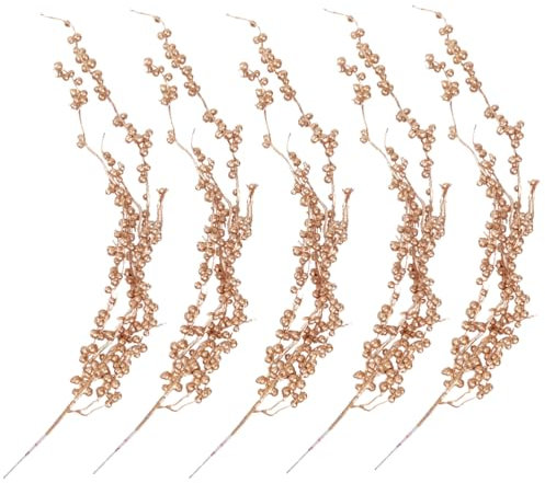 Ciieeo Hochzeitsdekoration 5St künstliche goldene Beere Weihnachtsbeerenzweig goldene weihnachtsbeerenstiele Weihnachtsbaum Simulation Beerenzweig Künstliche Blumenornamente Stechpalme