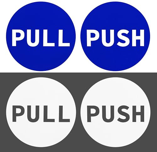 Pegatina para Puerta Pull Push,4 Juegos Push Pegatinas para Puertas Tirar Empujar Signo Etiqueta De La Puerta De Vidrio Letreros De Empuje,para Salón Bar Café Restaurante Oficina
