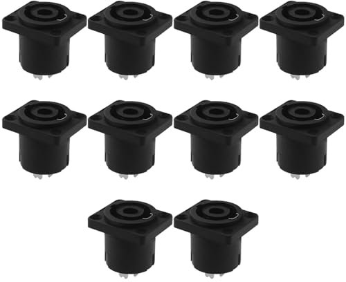 Create idea 10 Pcs 4 Broches Speakon Femelle Jack Connecteur Audio Haut-Parleur Amplificateur 4 Pôles Haut-Parleur Carré Jack Twist Lock Compatible avec Neutrik Speakon NL4MP/NL4MPR/NL4FC