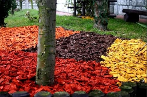 Copeaux de Bois décoratifs - Colorés Écorce colorée - écorce de Jardin - 20Kg (Rouge)