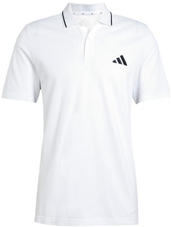 adidas Herren Essential Three Stripes Pique Polo Shirt, White/Black, M