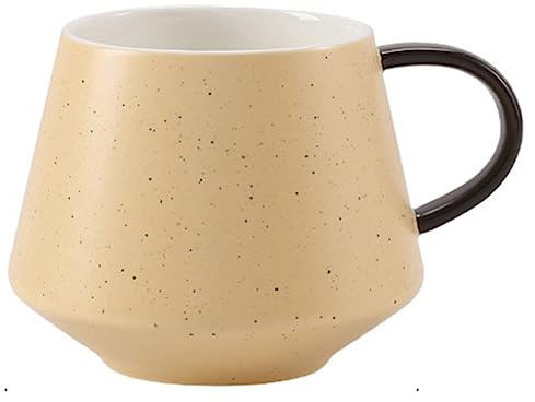 Tasse Cup Cappuccino Tass Tassen, Kaffeetasse Und Untertasse, Set Mit Löffel, Keramik-Kaffeetasse, Porzellan-Teeservice Mit Holzdeckel Aesthetic Mug (Color : Yellow, Size : 310ml)