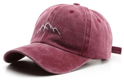 YULOONG Herren Vintage Baseball Cap Mountain Berggipfel Peak Stickerei Baseball Hüte Retro gewaschen Baumwolle Dad Cap Frauen Outdoor Sport Cap Verstellbar Unisex Rot