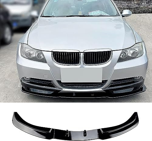 QDFNJYONG Auto Frontspoiler Lippe für BMW 3 Series E90 E91 320i 325i 2005-2008, Frontstoßstange Splitter Spoiler Diffusor Protector Auto Zubehör,A/Gloss Black