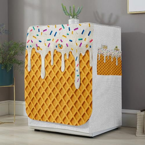 Highdi Housse de Protection pour Machine à Laver, Chargement Frontal Housse La Poussière avec Ouverture Frontale pour Linge Domestique (Capacité L 10.5~12KG,Glace 4)
