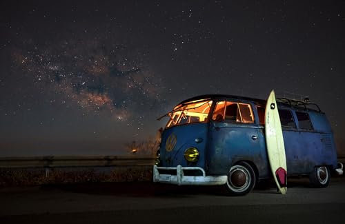 OLDTIMER Fototapete VLIES-250x186 cm (8332A)-Vintage Cars VW Bus Autos Auto Design Fotokunst Wandtapete-Inkl. Kleister-Vliestapete Bild Dekoration Wand-Dekor Moderne Motiv-Tapete Panorama Poster XXL