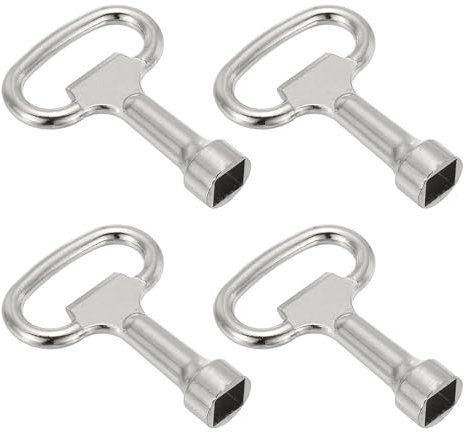 PATIKIL 8mm/0.3 Hole Socket Spanner Key, 4 Pack Zinc Alloy Square Electrical Cabinet Gas Water Meter Switch Safety Key for Cupboard Panel Lock