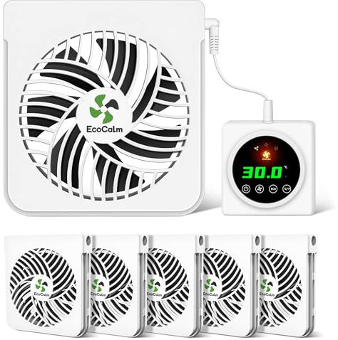 ecoCalm Heater Fan for Cast Iron Radiator/Oil Filled Radiator, Radiator Fan Booster Fixed with Strong Magnets, 6 Smart Ventilators Saves Energy and Increases the Heating Efficiency