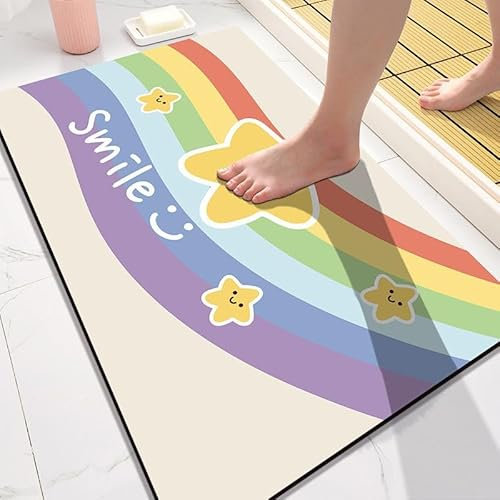 Badezimmerteppich 40X60Cm Farbe Badteppich rutschfest Waschbar,Duschvorleger Schnelltrocknend,Stein Badematte,Diatomite Stone Bath Mat,Super Absorbierende Badvorleger