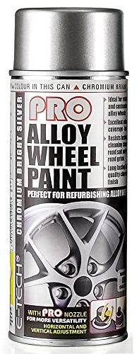 E-TECH Chromium Bright Silver PRO Alloy Wheel Paint - 400ml Spray Can Size