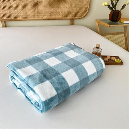 Chickwin Flanell Kuscheldecke, Fleecedecke Flanelldecke Kinder Erwachsene Flauschig Warm Wohndecke Sofaüberwurf Decke Mikrofaser Wohnzimmerdecke Sofadecke Couchdecke (Blau Plaid,100x120cm)
