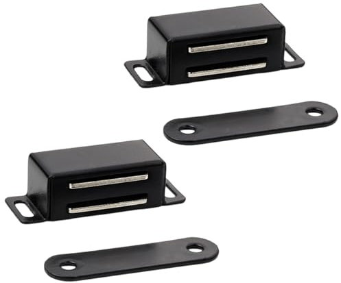 Magnetic Door Catch, Cabinet Door Magnets Cupboard Catches Magnetic Strip Magnet Catch for Bathroom Kitchen Sliding Door Window Cupboard 2 Pack Black