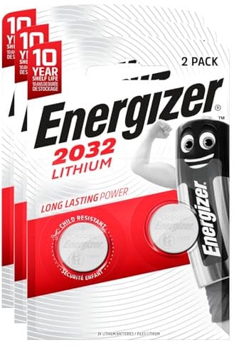 Energizer Lithium Batterie CR2032 Bottone 3V al Litio Lunga Durata Massime Prestazioni per Piccoli Dispositivi Orologi Telecomandi e Termometri - 3 Blister da 2 Pile