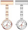MADGININE 2 PCS Fob Watches for Nurses Nurses Fob Watch with Pin Nurse Watch Infection Control Design Nurse Fob Watch Suitable for Healthcare Nurses Doctors and Nursing Staff (White Steel+Rose Gold)