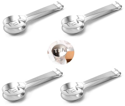4 exprimidores de bolsas de té, colador de clip de acero inoxidable, pinzas de cuchara de té para cubitos de azúcar sueltos, soporte para bolsas de té, accesorios de té para bebedores de té