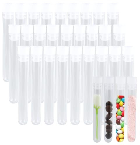 60 Stück Plastikröhrchen, leere Probenröhrchen, Geschenkröhrchen mit Deckel, klare Röhrchen mit Deckel, für Perlen, Bonbons, Nadeln