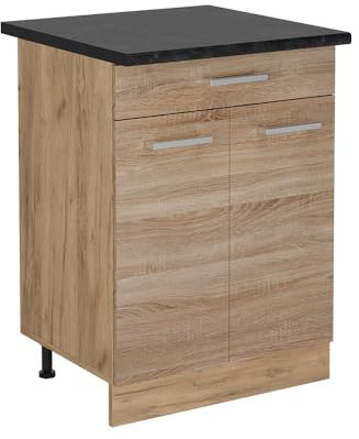 Vicco Meuble Cuisine R-Line, Sonoma, 60cm avec tiroir, PT Anthracite