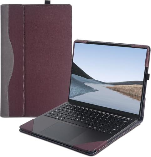 Laptop Case Cover for 2024 Microsoft Surface Laptop 7 13.8 (7th Edition Model: 2036 2107) Detachable Notebook Sleeve Computer Bag Protective PU Shell (Wine red, 13.8)