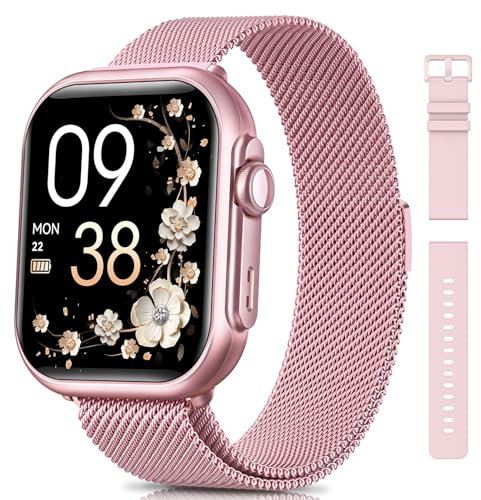 SWGOTA Reloj Inteligente Mujer con 1000mAh Batería Grande, Autonomía Ultra-Larga 100 Días, 1.83” Smartwatch Llamadas 24H Pulsometro/SpO2/Sueño, 120+ Sport, 5ATM Podómetro Calorías iOS Android Rosa