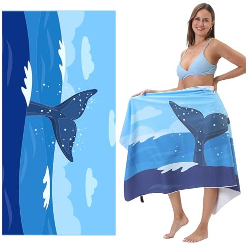 CALLYSONIC Strandtuch XXL 80 x 160cm, Schnelltrocknend Strandhandtuch Groß, Mikrofaser Badehandtuch Groß Weiches, Doppelseitiges Velours Badetuch, Beach Towel, für Strand, Reise, Schwimmen, Sport (L)