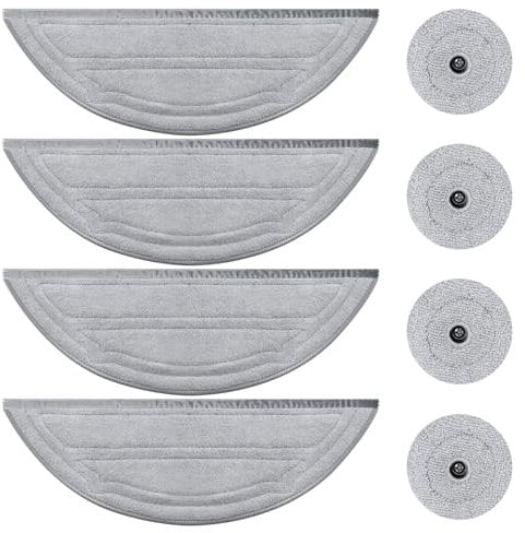 Fixbetter 8 Pack Microfiber Mop Cloths for Roborock Saros 10 Robot Vacuum Cleaner, Compatible with VibraRise 4.0, Mop Pad Replacement Accessories (4 Main Wipes and 4 Edge Mops)