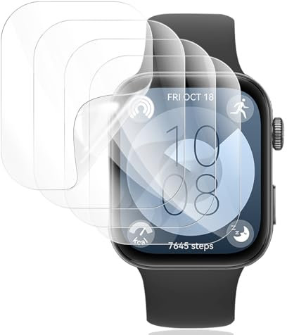 Gelaasso Protector de Pantalla para Huawei Watch Fit 3. Película de TPU Flexible [No es de cristal] 4 Piezas, HD Transparente Película de hidrogel TPU