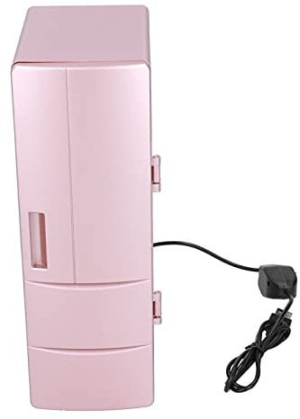 Mini Refrigerator, USB Portable Heat Cold Dual Use Cosmetic Fridge Desk Mini Fridge For Home Bedroom Outdoor Food Beverage(Rose Gold)