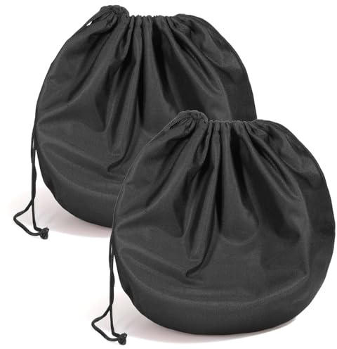 2 Stück Motorradhelm Überzug Mit Kordelzug Universal Helmtasche Motorradhelm Helmtasche Helmrucksack Tasch Rucksack Helmbeutel für Sportrennen Fahrrad Ski Reisen Basketball, Schwarz 44 X 43 cm