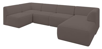ALTDECOR Ecksofa in U-Form Corner Sofa Bett Eckcouch Couch L-Form Wohnlandschaft Cauchsofa MOVO 345x180x78 Braun