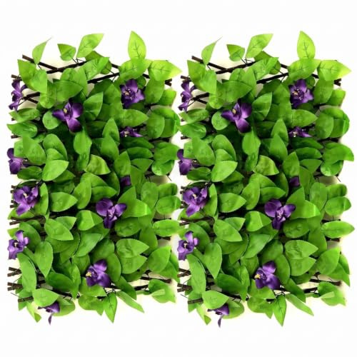 Goutdori Traliccio di edera da 2 Pezzi, Traliccio da Giardino Artificiale con Foglie, Decorazione per Recinzione Privacy espandibile, Viola e Verde, Lunghezza 8, 78 Pollici.