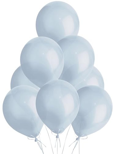Metallic Light Blue Balloons 100 Pack, Large 12 Inch Thick Latex Biodegradable Helium Party Balloons for Birthday, Wedding, Baby Shower, Valentine's Day Events Decoration for Balloon Arch Garland