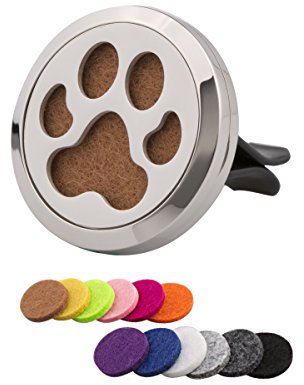 Autodiffuser Auto Aromatherapie Ätherisches Öl Diffusor Lufterfrischer Vent Clip Medaillon mit 12 Stück Ersatzfilz (30mm, Pfote)