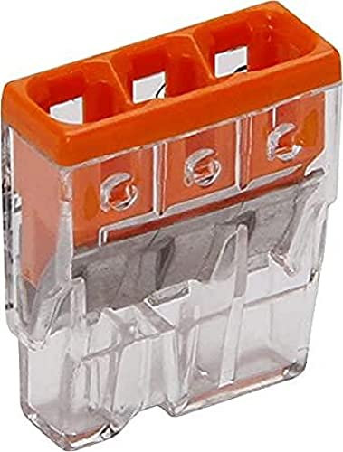 Kopp 33346409 Wago Compact-Verbindungsdosenklemme 3-Leiter-Klemme orange 0, 5-2, 5 mm² Inhalt 10 Stück, Transparent/Orange