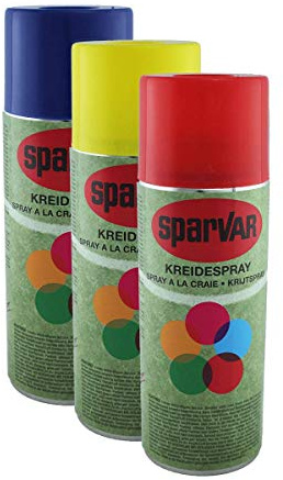 Malerversand SparVar Kreidespray mit Überkopfdüse, SET aus je 1x ROT, GELB und BLAU, je 400 ml