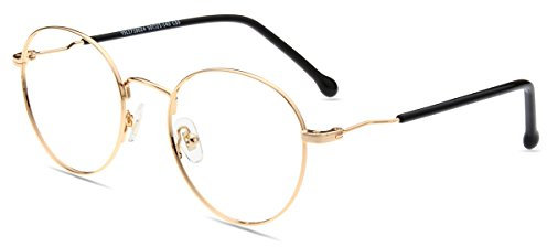 Firmoo Blaulichtfilter Brille Damen Herren Blaufilter Brille ohne Sehstärke Anti Blaulicht Computer Brille Blaulichtfilter Brille für Bildschirme Runde Metallbrille Augenschutzbrille Gold…