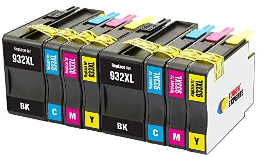 TONER EXPERTE 8 XL Druckerpatronen kompatibel für 932 XL 933 XL 932XL 933XL Officejet 6600 6700 7110 7610 7612 7620 6100 7510 7600 (2 Schwarz, 2 Cyan, 2 Magenta, 2 Gelb)
