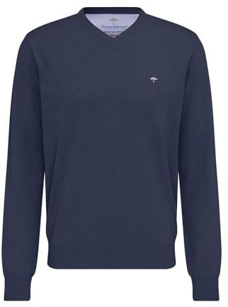 FYNCH-HATTON Pullover aus Baumwolle mit V-Ausschnitt Night / 4XL