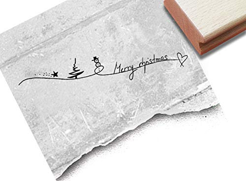 Stempel Weihnachtsstempel - Merry christmas, Handschrift - Schriftstempel Weihnachten Karten Geschenkanhänger Geschenk Weihnachtsdeko - zAcheR-fineT