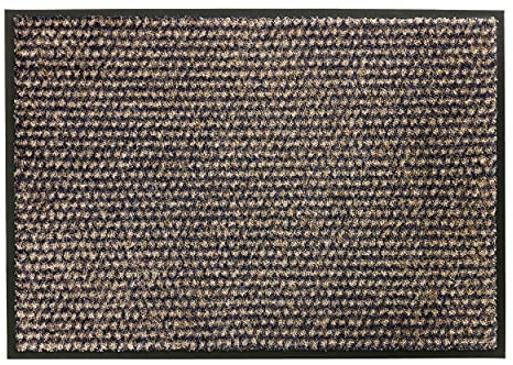 Schöner Wohnen Kollektion Fußmatte innen - Schmutzfangmatte 67 x 100 cm Punkte anthrazit-Taupe - rutschfeste Sauberlaufmatte - Fussmatte Haustür - Türmatte waschbar bei 30°C