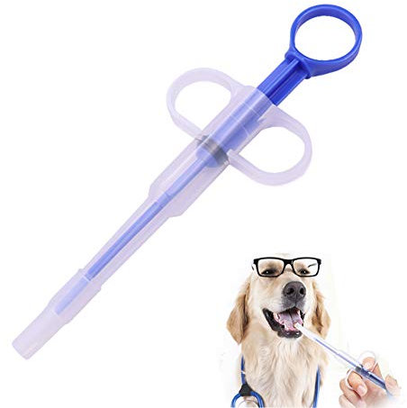 Houdao Alimentador para Mascotas Seguro Eficaz Jeringa de Punta Suave Reutilizable Dispensador para Mascotas Perros Gatos Bebé Animales (Azul)