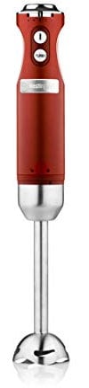 Westinghouse Retro Hand Blender - 600W Handheld Stick Blender for Kitchen - Stainless Steel Electric Soup Blender - Food Mixer with Various Speeds and Turbo Setting - Red