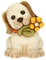 THUN - Hund mit Blume - Leben, Symbole, Tiere und Ministiere - Handgemalte Keramik - 9,5 x 7,5 x 8 cm h