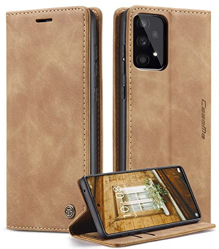 caseme Handyhülle für Samsung Galaxy A53 5G Hülle Premium Leder Klappbar Flip Case Magnet Kartenfach Standfunktion Tasche Schutzhülle für Samsung Galaxy A53 5G - Braun