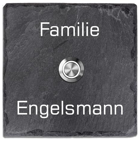 Tomtec Türklingel Schiefer Haustürklingel Klingelplatte Schiefer Klingelschild Design Tomtec 100x100mm