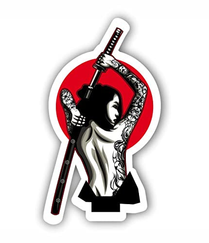 AMA SHOP Aufkleber aus PVC, Samurai für Damen, Wandaufkleber, Laptop, Aufkleber für Helm, Motorrad, Wohnmobil, Auto, PC